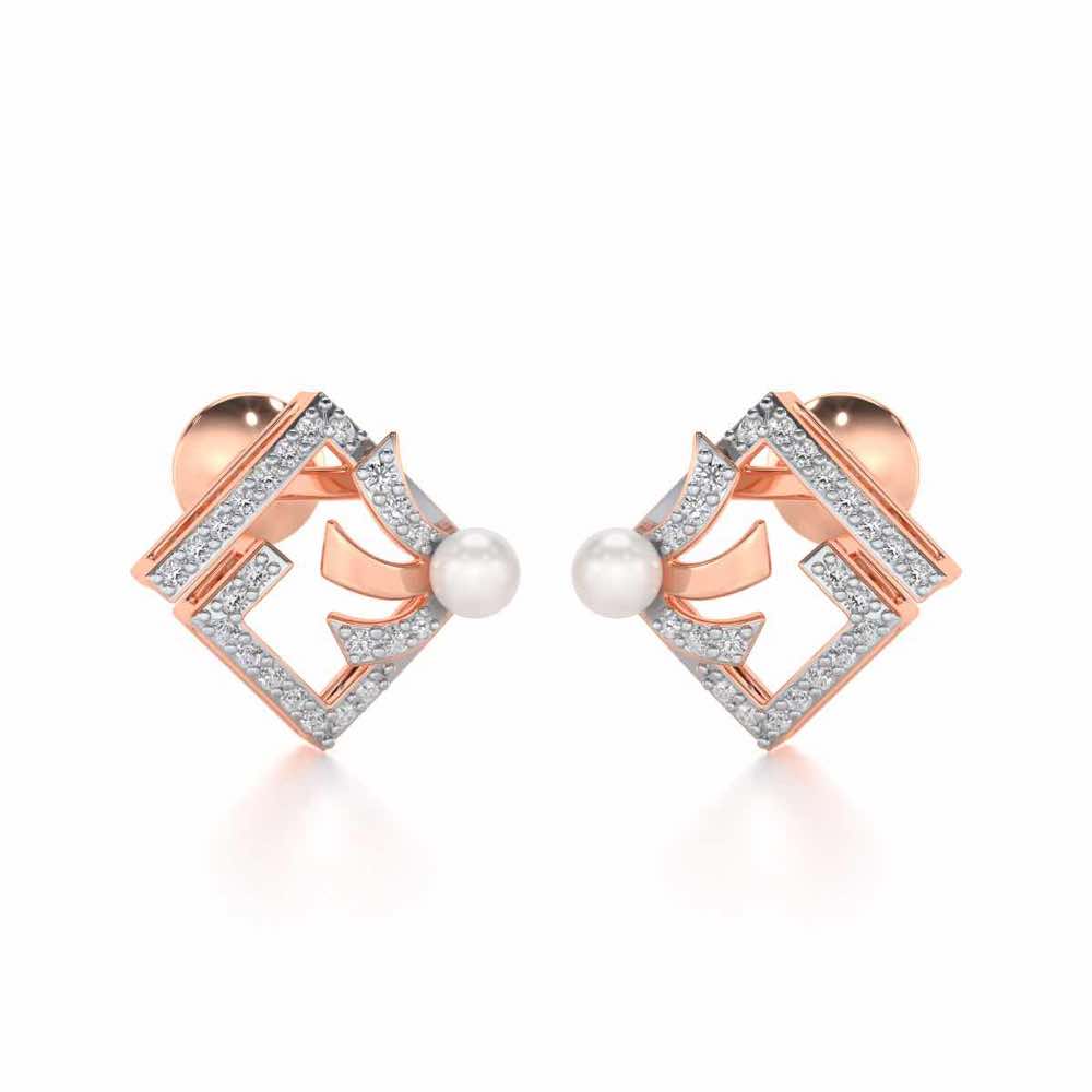 Spinguard Silver Pearl Earrings - Rose Gold - Image 1