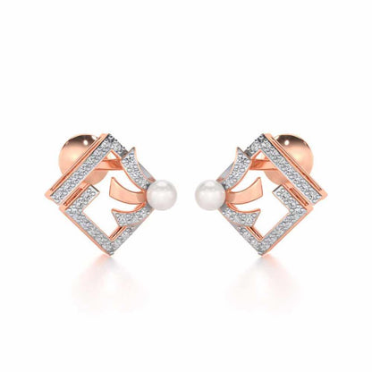 Spinguard Silver Pearl Earrings - Rose Gold - Image 1