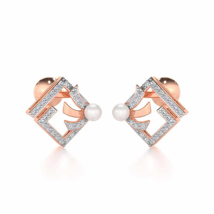 Spinguard Silver Pearl Earrings - Rose Gold - Image 1