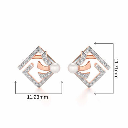 Spinguard Silver Pearl Earrings - Rose Gold - Image 2