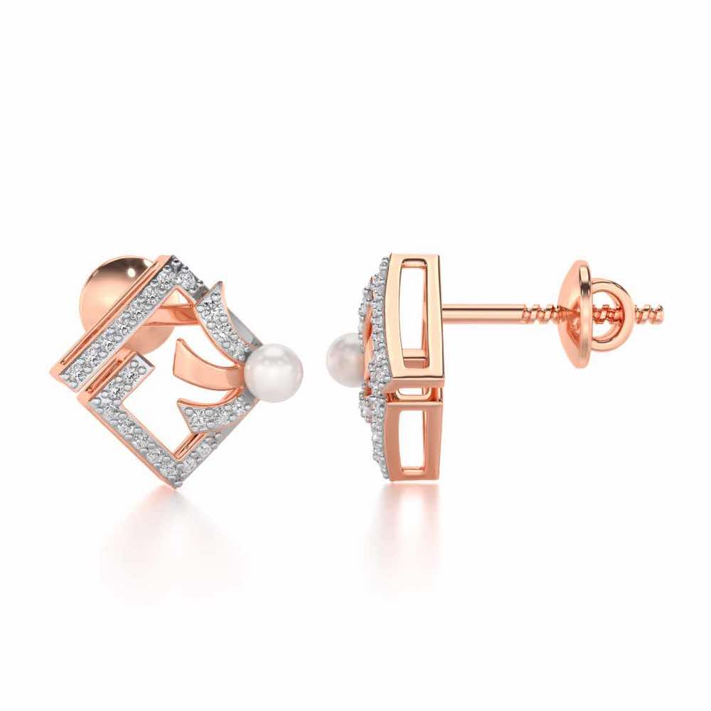 Spinguard Silver Pearl Earrings - Rose Gold - Image 4