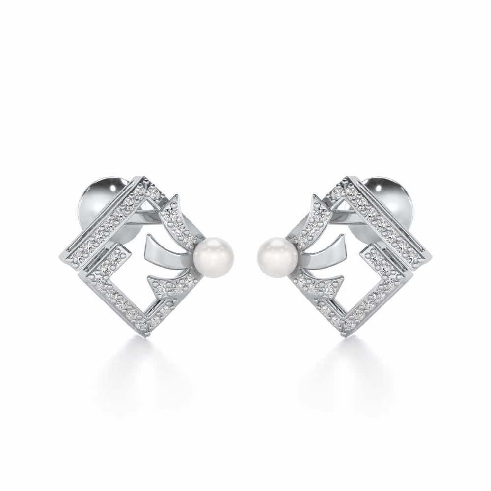 Spinguard Silver Pearl Earrings - White Gold - Image 1