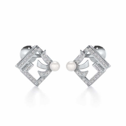 Spinguard Silver Pearl Earrings - White Gold - Image 1