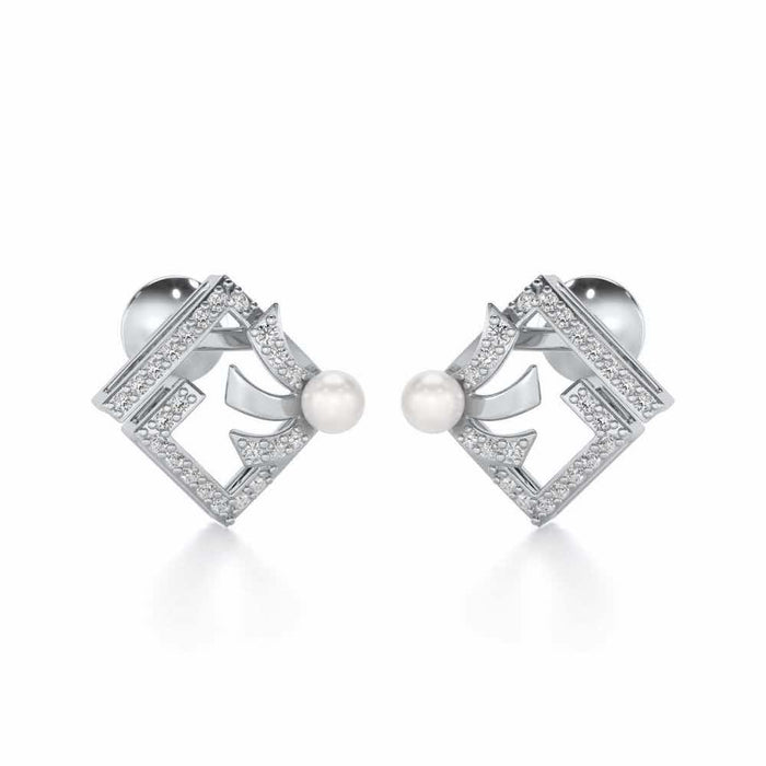 Spinguard Silver Pearl Earrings - White Gold - Image 1