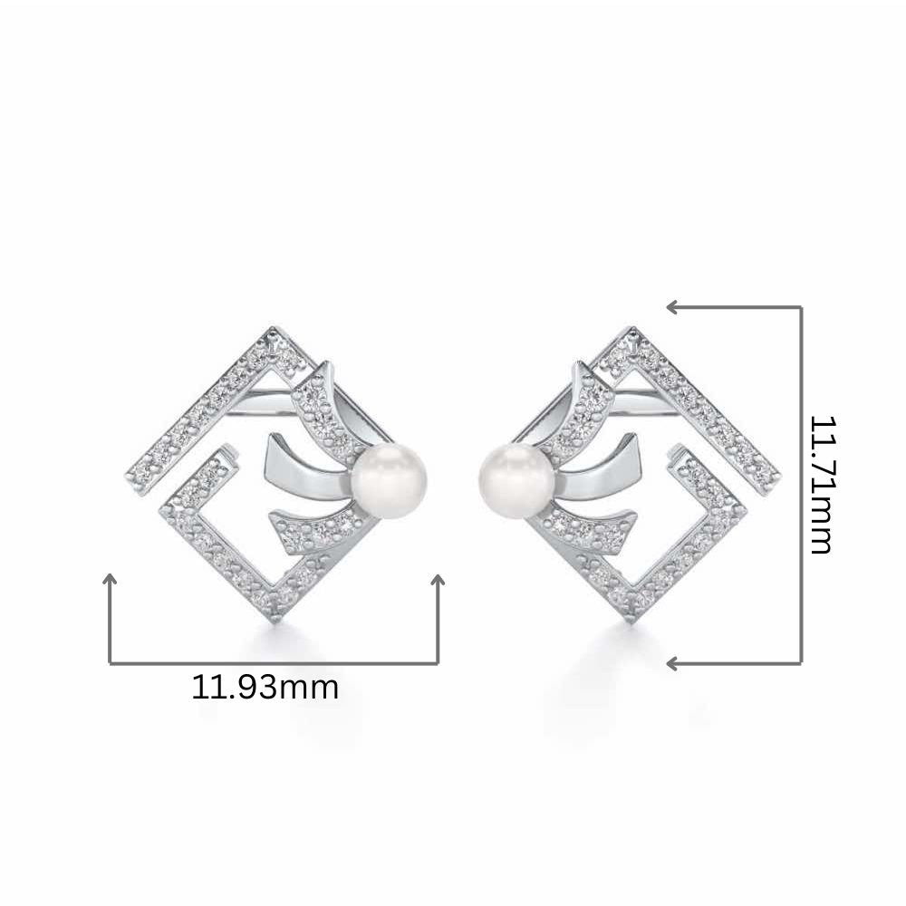 Spinguard Silver Pearl Earrings - White Gold - Image 2