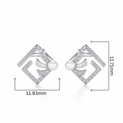 Spinguard Silver Pearl Earrings - White Gold - Image 2