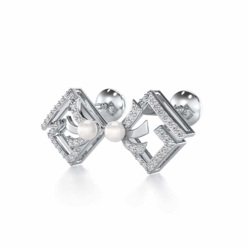 Spinguard Silver Pearl Earrings - White Gold - Image 3