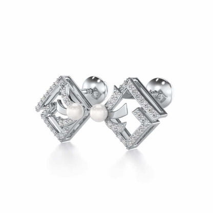Spinguard Silver Pearl Earrings - White Gold - Image 3