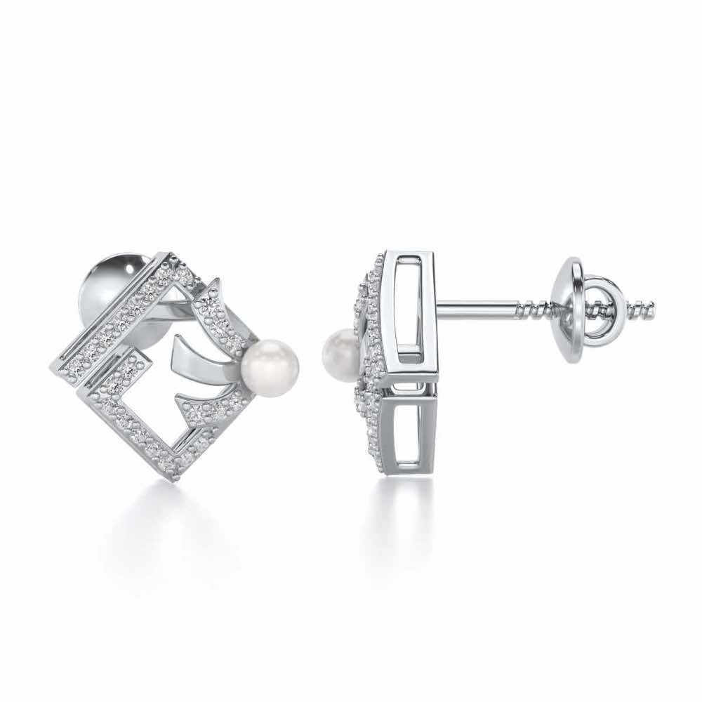 Spinguard Silver Pearl Earrings - White Gold - Image 4
