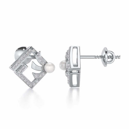 Spinguard Silver Pearl Earrings - White Gold - Image 4