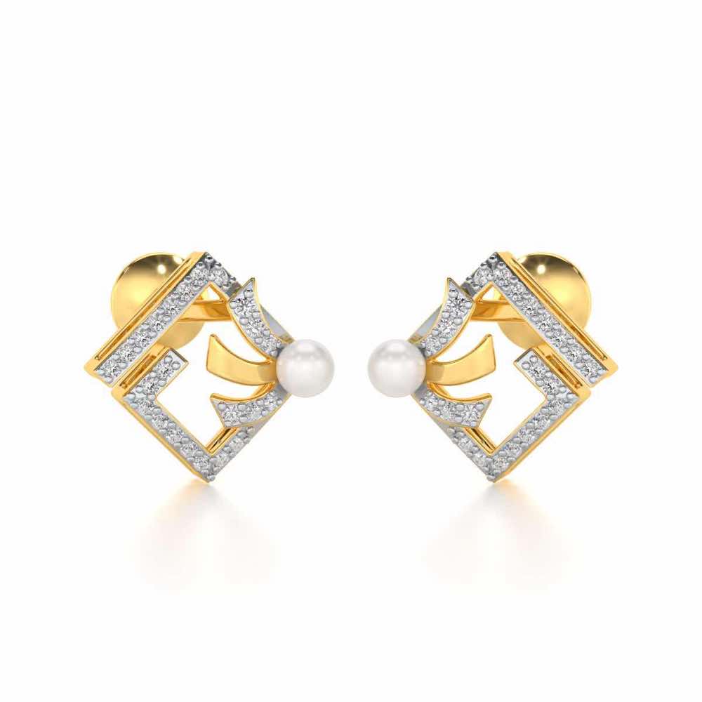 Spinguard Silver Pearl Earrings - Yellow Gold - Image 1