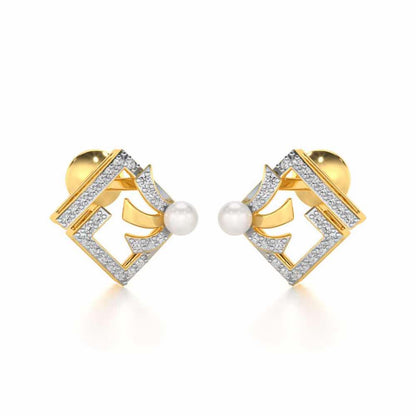 Spinguard Silver Pearl Earrings - Yellow Gold - Image 1
