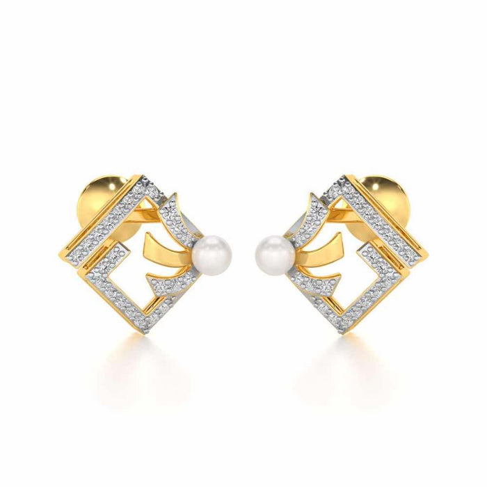 Spinguard Silver Pearl Earrings - Yellow Gold - Image 1