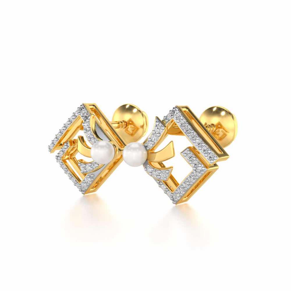 Spinguard Silver Pearl Earrings - Yellow Gold - Image 3