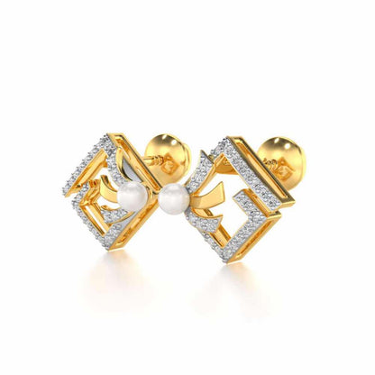 Spinguard Silver Pearl Earrings - Yellow Gold - Image 3