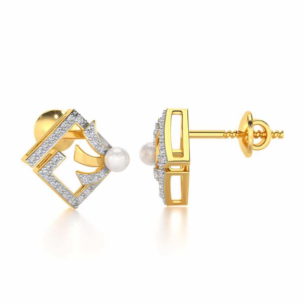 Spinguard Silver Pearl Earrings - Yellow Gold - Image 4