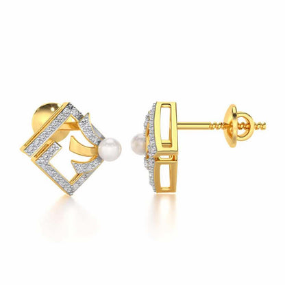 Spinguard Silver Pearl Earrings - Yellow Gold - Image 4