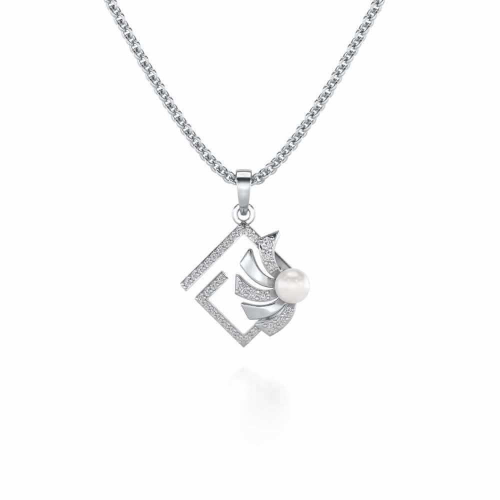 Spinguard Silver Pearl Pendant - White Gold - Image 2