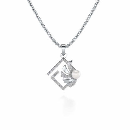 Spinguard Silver Pearl Pendant - White Gold - Image 2