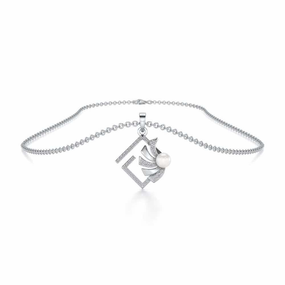 Spinguard Silver Pearl Pendant - White Gold - Image 3