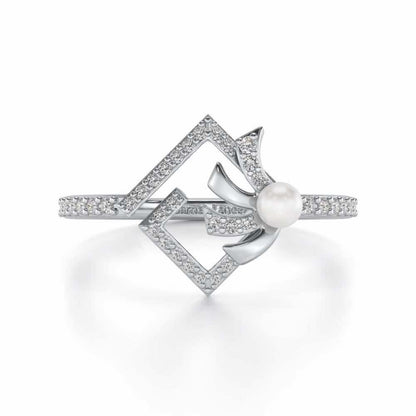 Spinguard Silver Pearl Ring - White Gold - Image 4