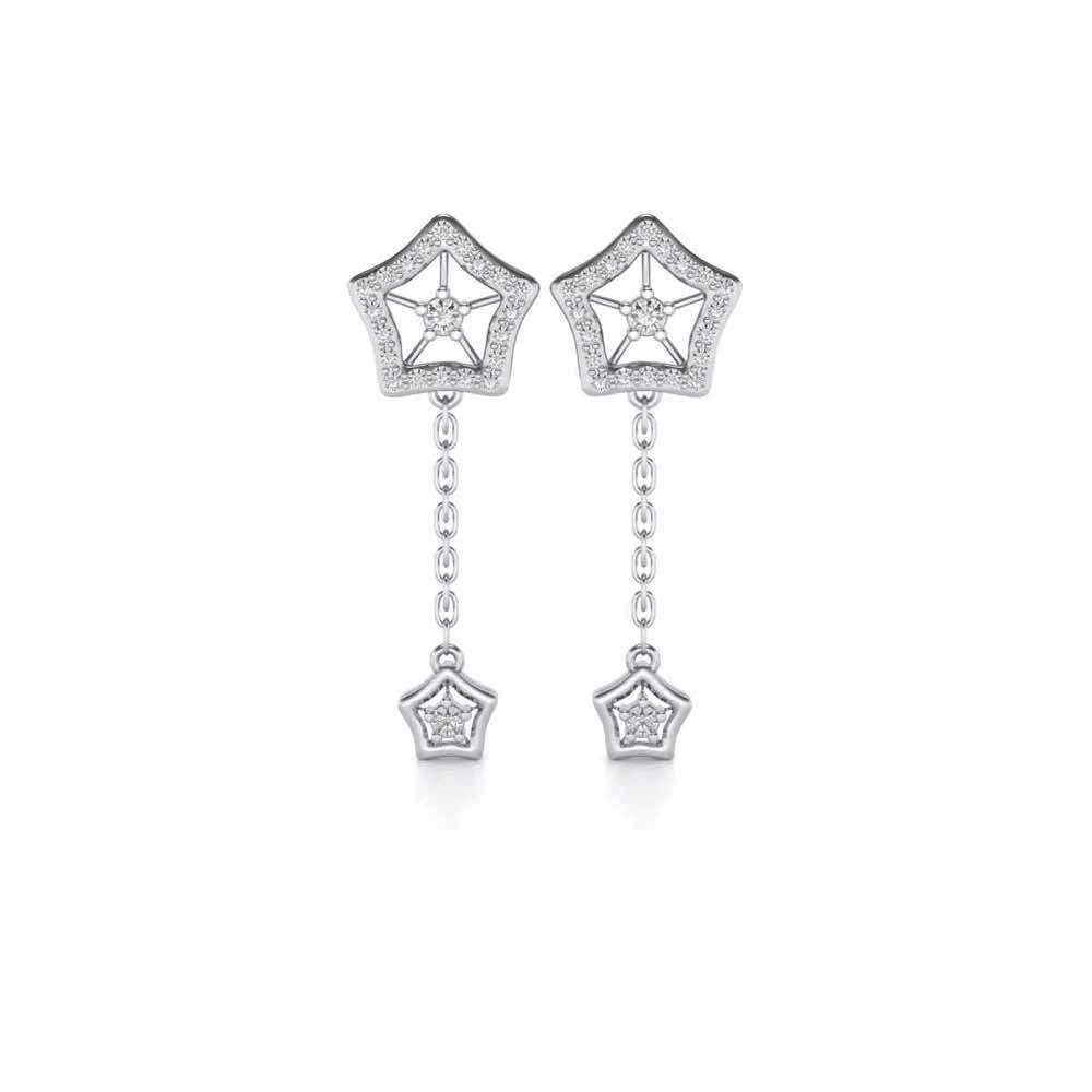 Spinner Flora Silver Earrings - White Gold - Image 1