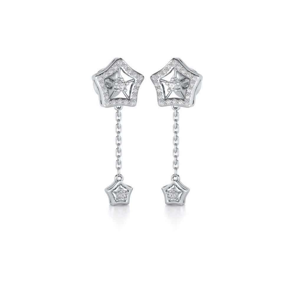 Spinner Flora Silver Earrings - White Gold - Image 2