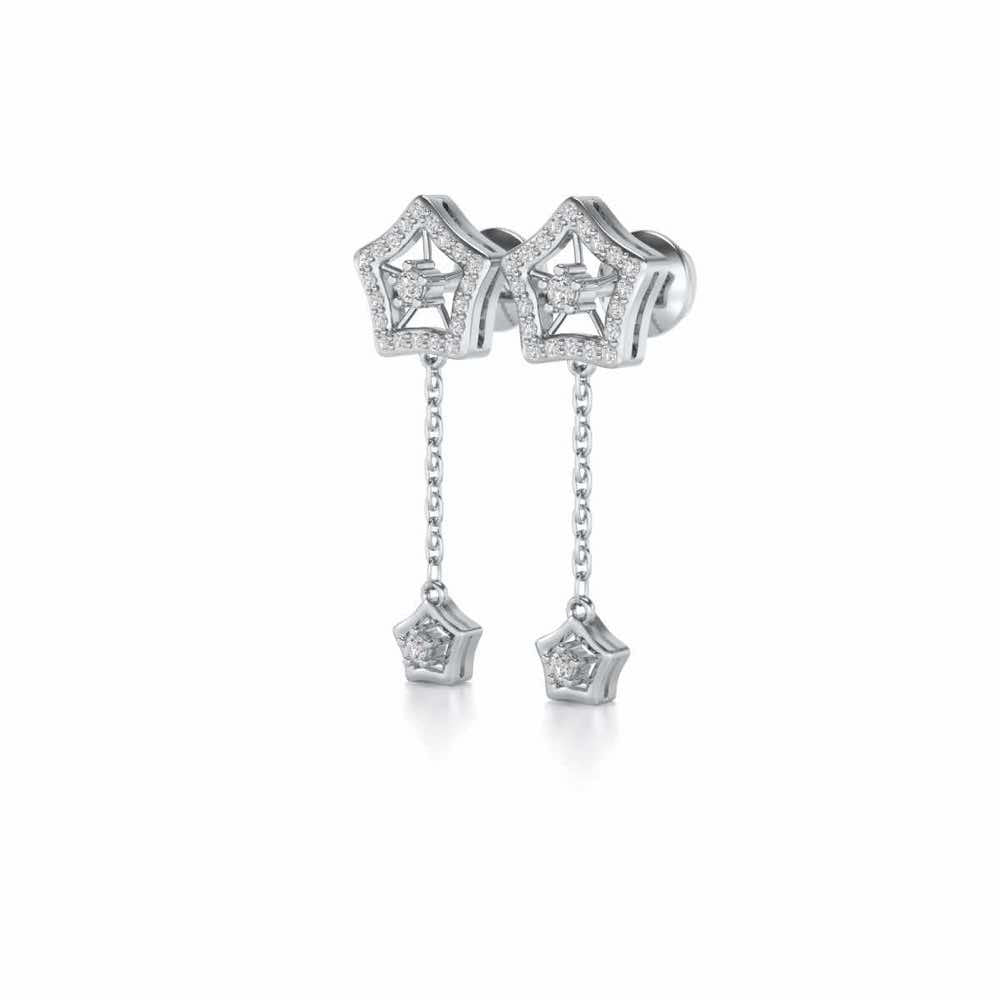 Spinner Flora Silver Earrings - White Gold - Image 3