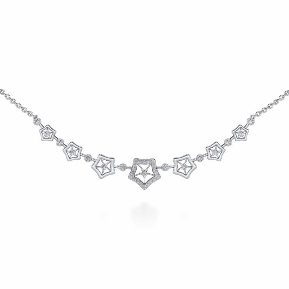 Spinner Flora Silver Necklace - White Gold - Image 1