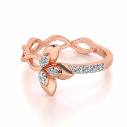 Spiral And Floral Silver Ring - Rose Gold - Image 2