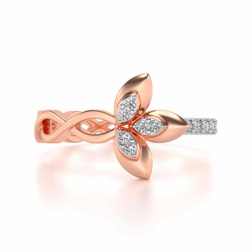 Spiral And Floral Silver Ring - Rose Gold - Image 4