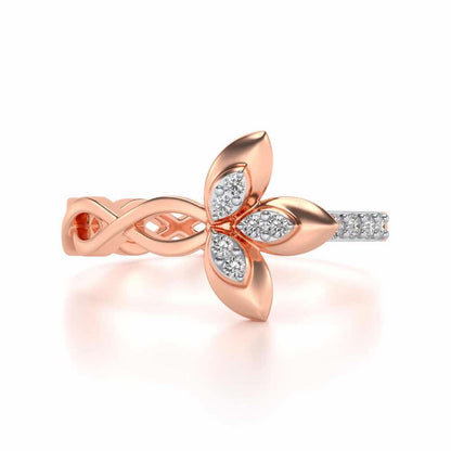 Spiral And Floral Silver Ring - Rose Gold - Image 4