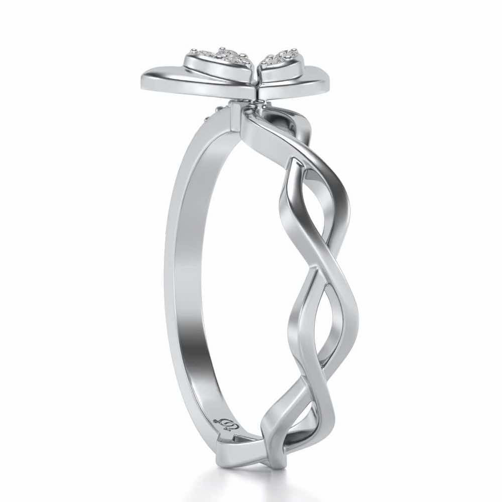 Spiral And Floral Silver Ring - White Gold - Image 3