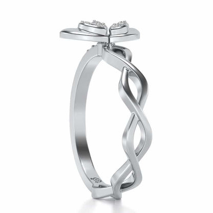 Spiral And Floral Silver Ring - White Gold - Image 3