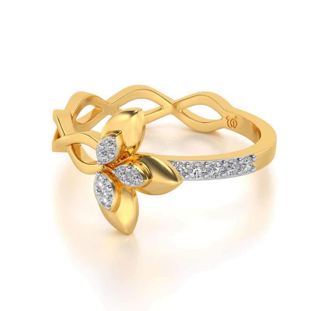 Spiral And Floral Silver Ring - Yellow Gold - Image 2