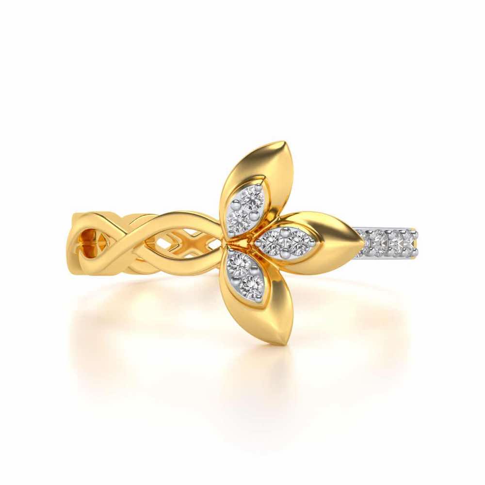 Spiral And Floral Silver Ring - Yellow Gold - Image 4