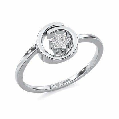 Spiral Flora Silver Ring - White Gold - Image 1