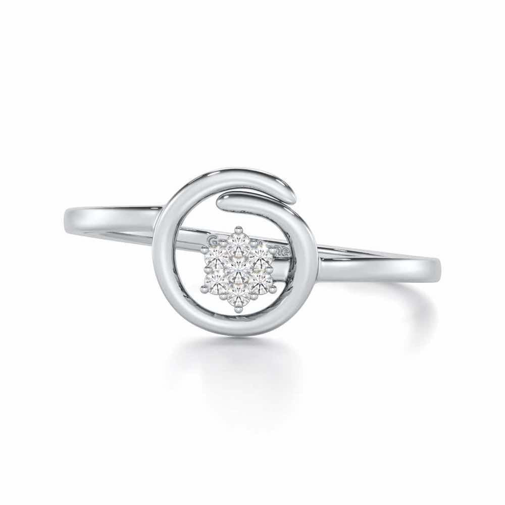 Spiral Flora Silver Ring - White Gold - Image 4