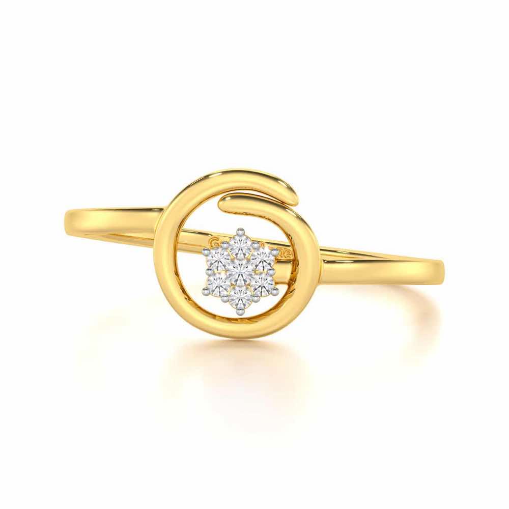 Spiral Flora Silver Ring - Yellow Gold - Image 4
