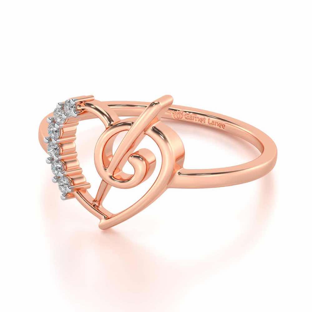 Spiral Heart Silver Ring - Rose Gold - Image 2