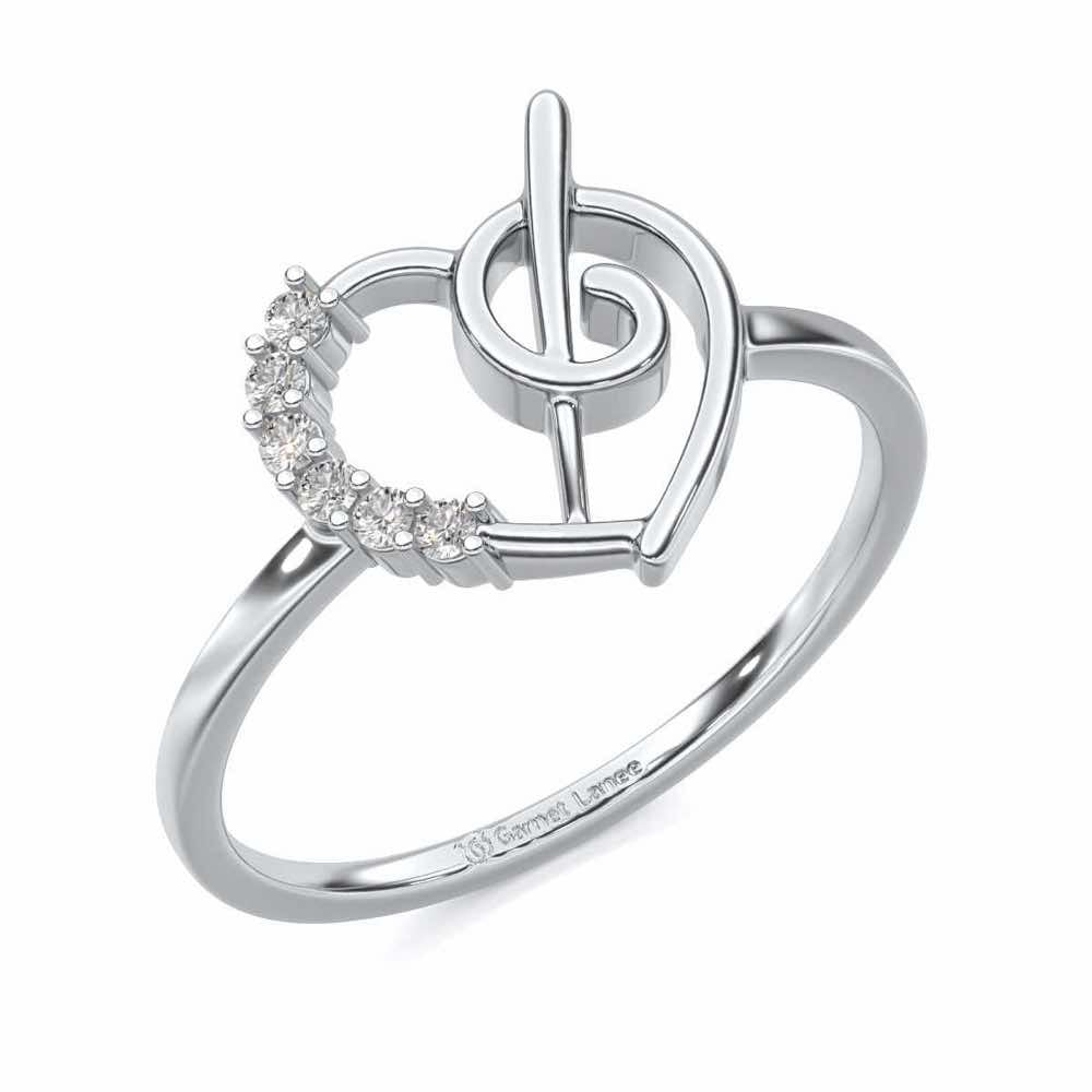 Spiral Heart Silver Ring - White Gold - Image 1