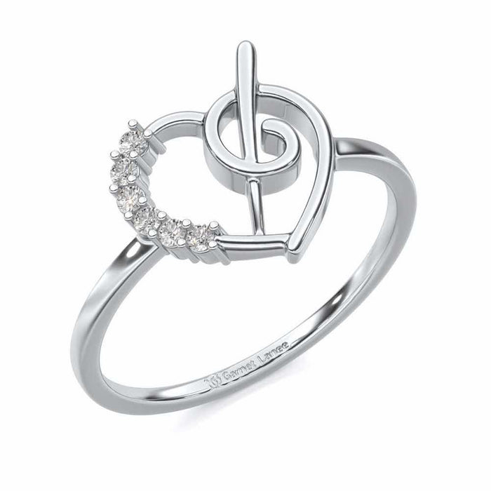 Spiral Heart Silver Ring - White Gold - Image 1