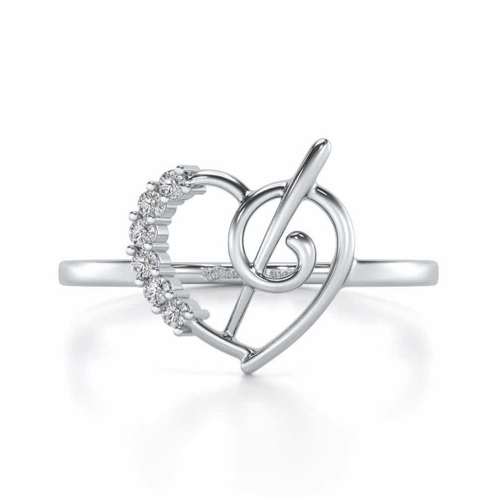Spiral Heart Silver Ring - White Gold - Image 4