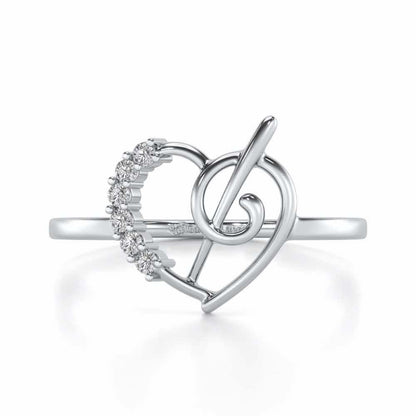 Spiral Heart Silver Ring - White Gold - Image 4