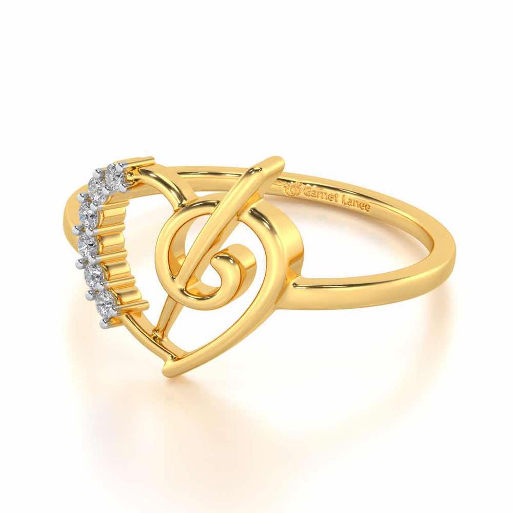 Spiral Heart Silver Ring - Yellow Gold - Image 2