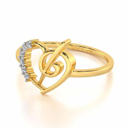 Spiral Heart Silver Ring - Yellow Gold - Image 2