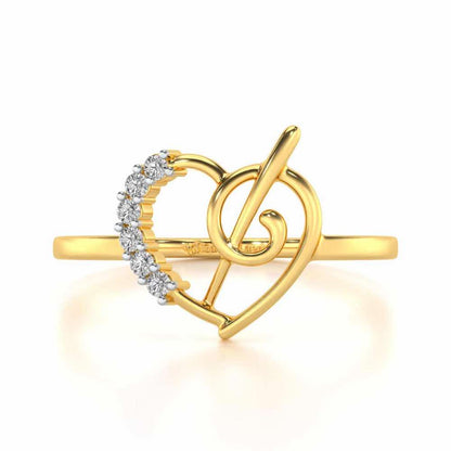 Spiral Heart Silver Ring - Yellow Gold - Image 4