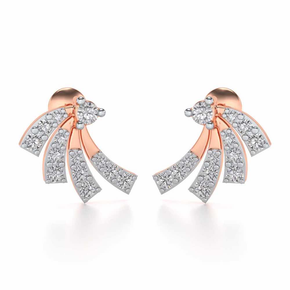Spiral Streaks Silver Earrings - Rose Gold - Image 1