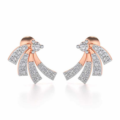 Spiral Streaks Silver Earrings - Rose Gold - Image 1