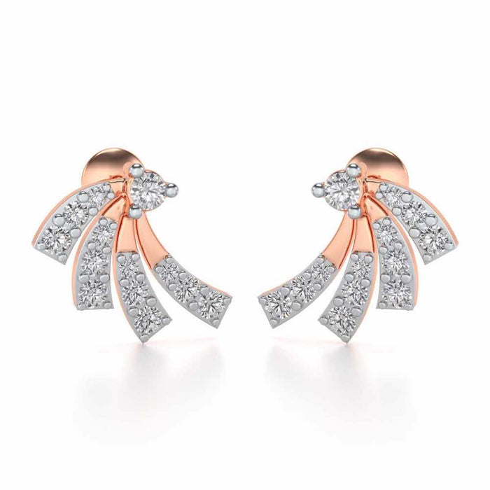 Spiral Streaks Silver Earrings - Rose Gold - Image 1